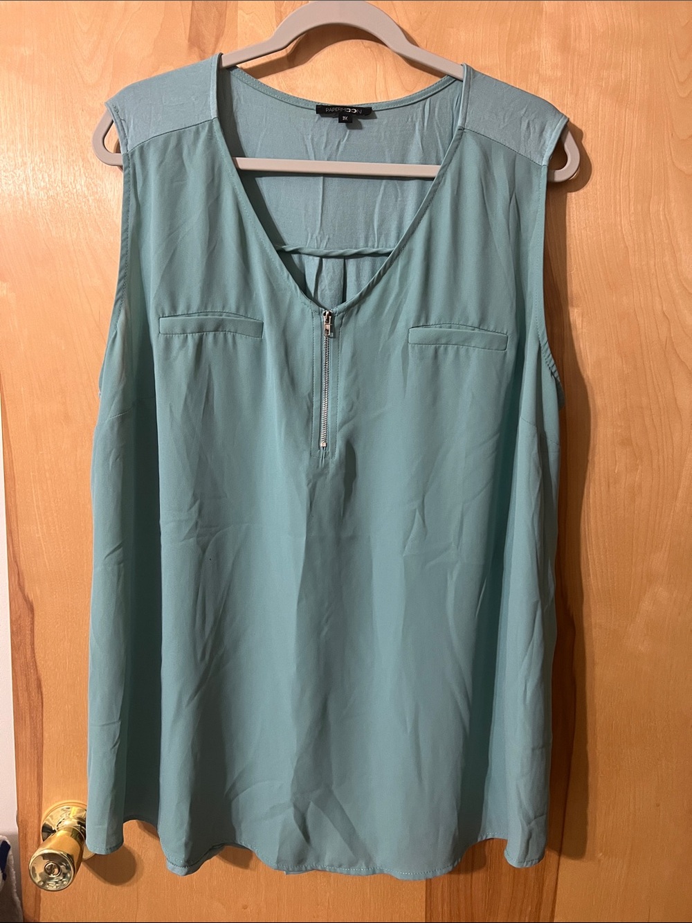 Papermoon Teal Sleeveless Zip-Front Camisole
